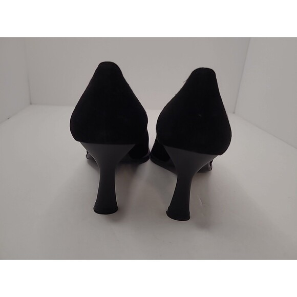 Stuart Weitzman Shoes Womens Size 7M Black Suede Leather Lace Up Oxford Heels - Picture 6 of 9